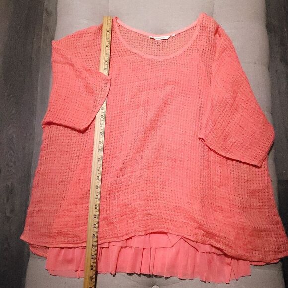 Soft Surroundings Linen Top Tunic Women 1X Orange 2 Piece Cami Fish Net Lay - Picture 10 of 12